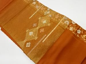 リサイクル　菱に花々・花唐草模様織出し名古屋帯